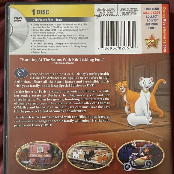 Disney's The Aristocats DVD, 2012 Release - Picture 3 of 3